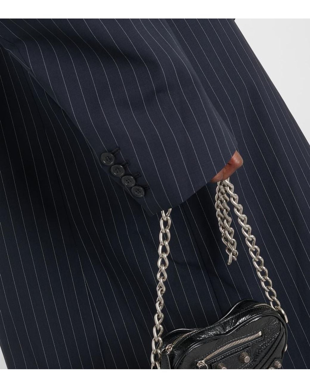 Vetements Blue Oversized Pinstriped Wool Coat