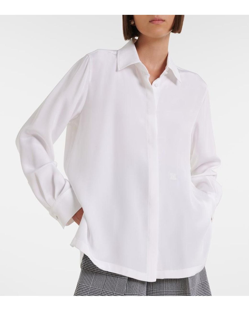 Max Mara White Silk Crepe De Chine Shirt