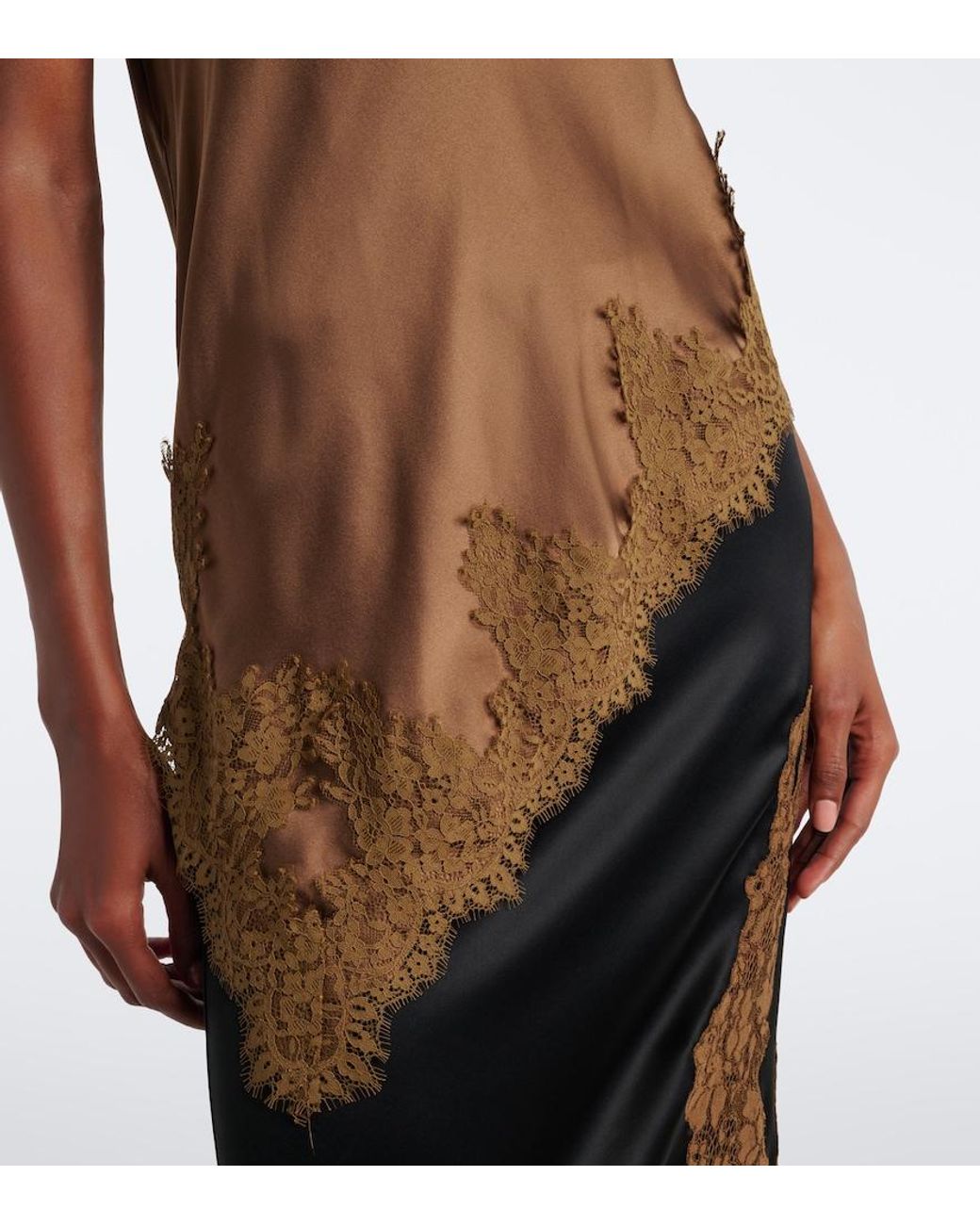 Dorothee Schumacher Brown Sense Of Shine Lace-Trimmed Silk-Blend Camisole