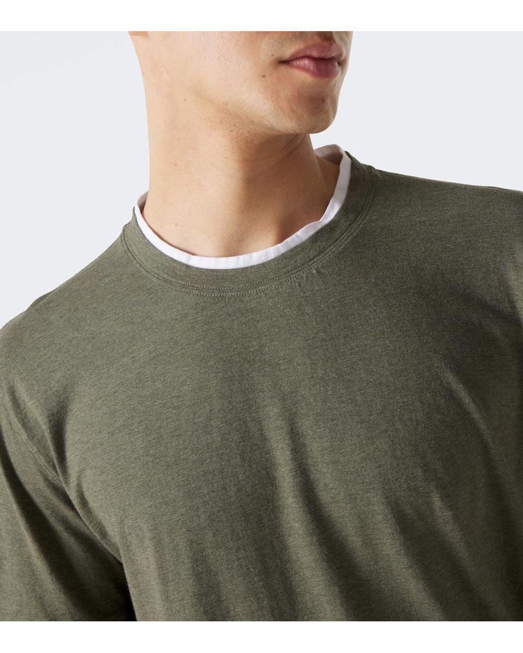 Fedeli Green Cotton Jersey T-Shirt for men