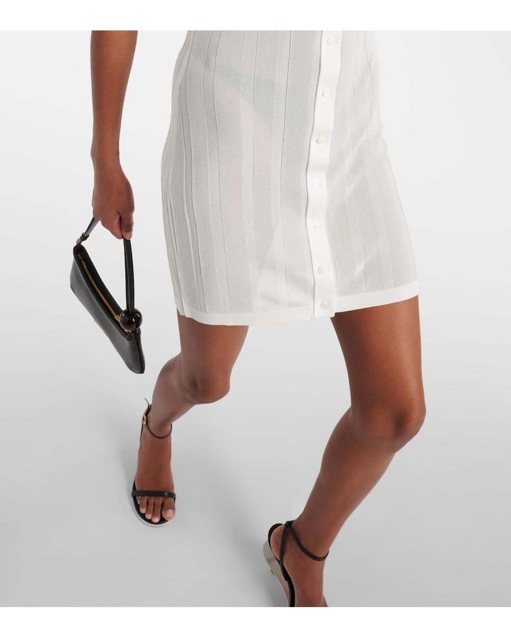 Jacquemus White La Mini Robe Manta Jersey Shirt Dress