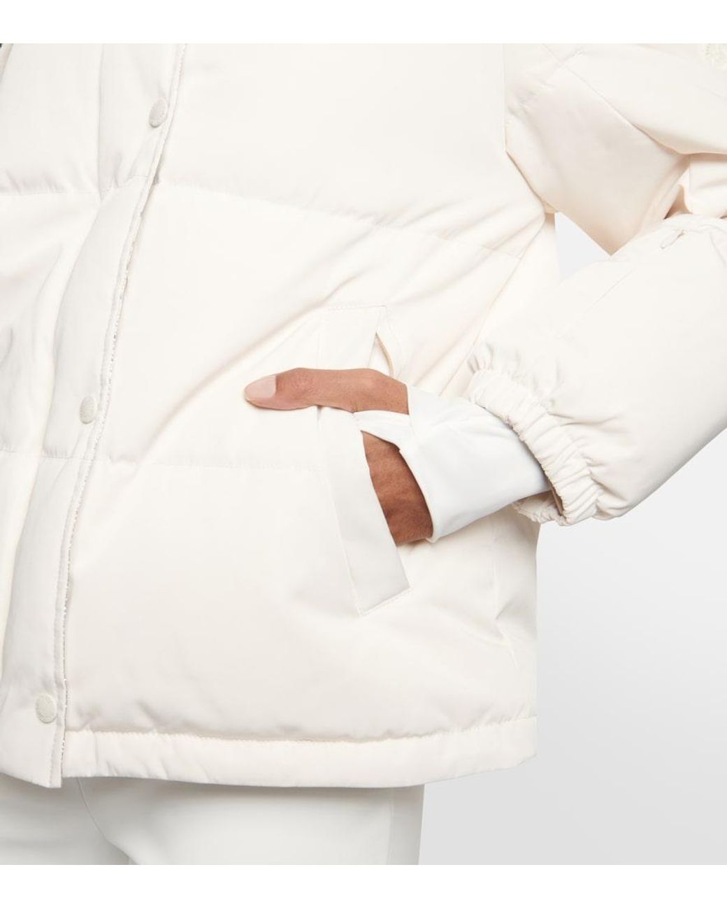 Yves Salomon White Shearling-Trimmed Down Jacket