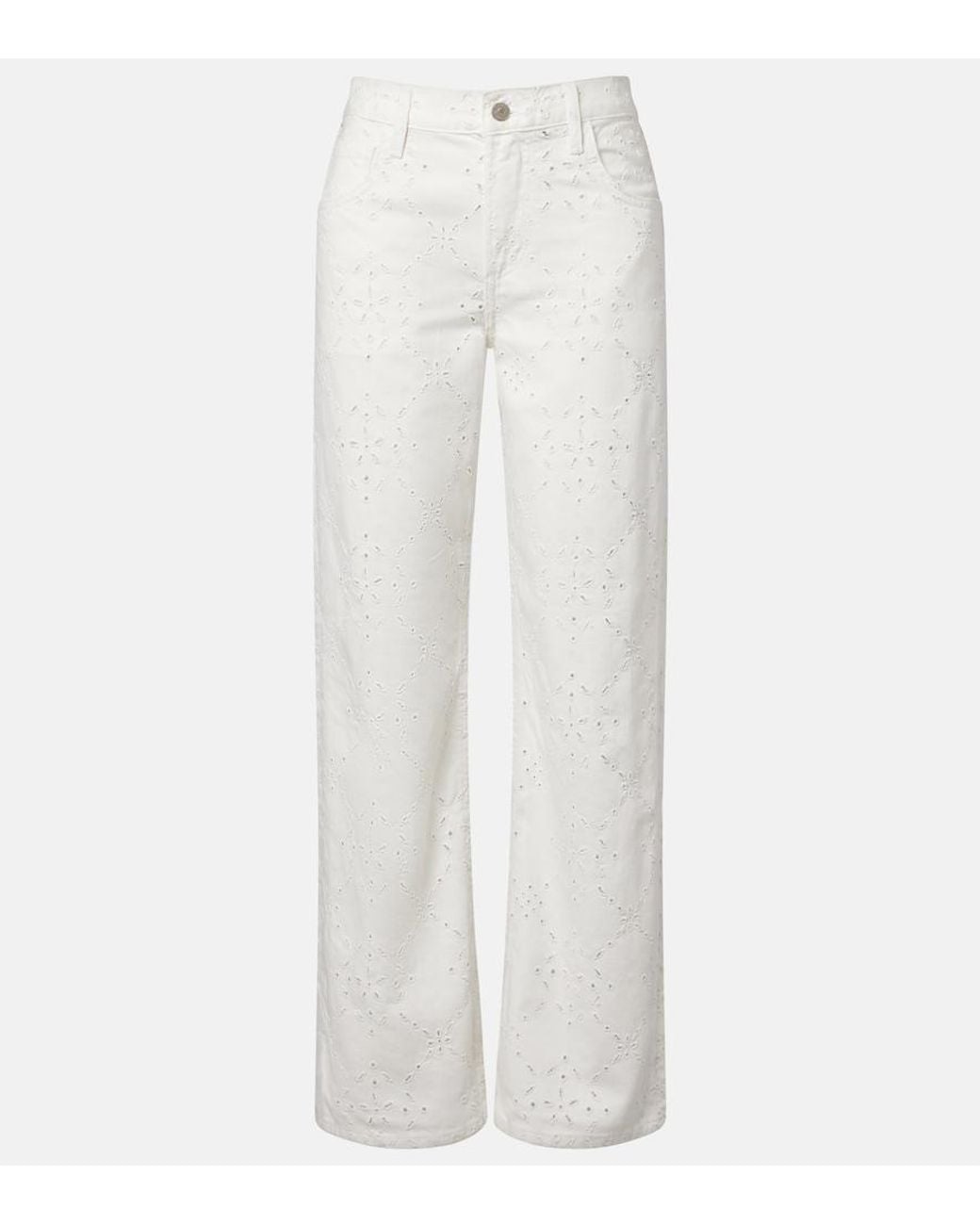Citizens of Humanity White Lindz Broderie Anglaise Straight Jeans