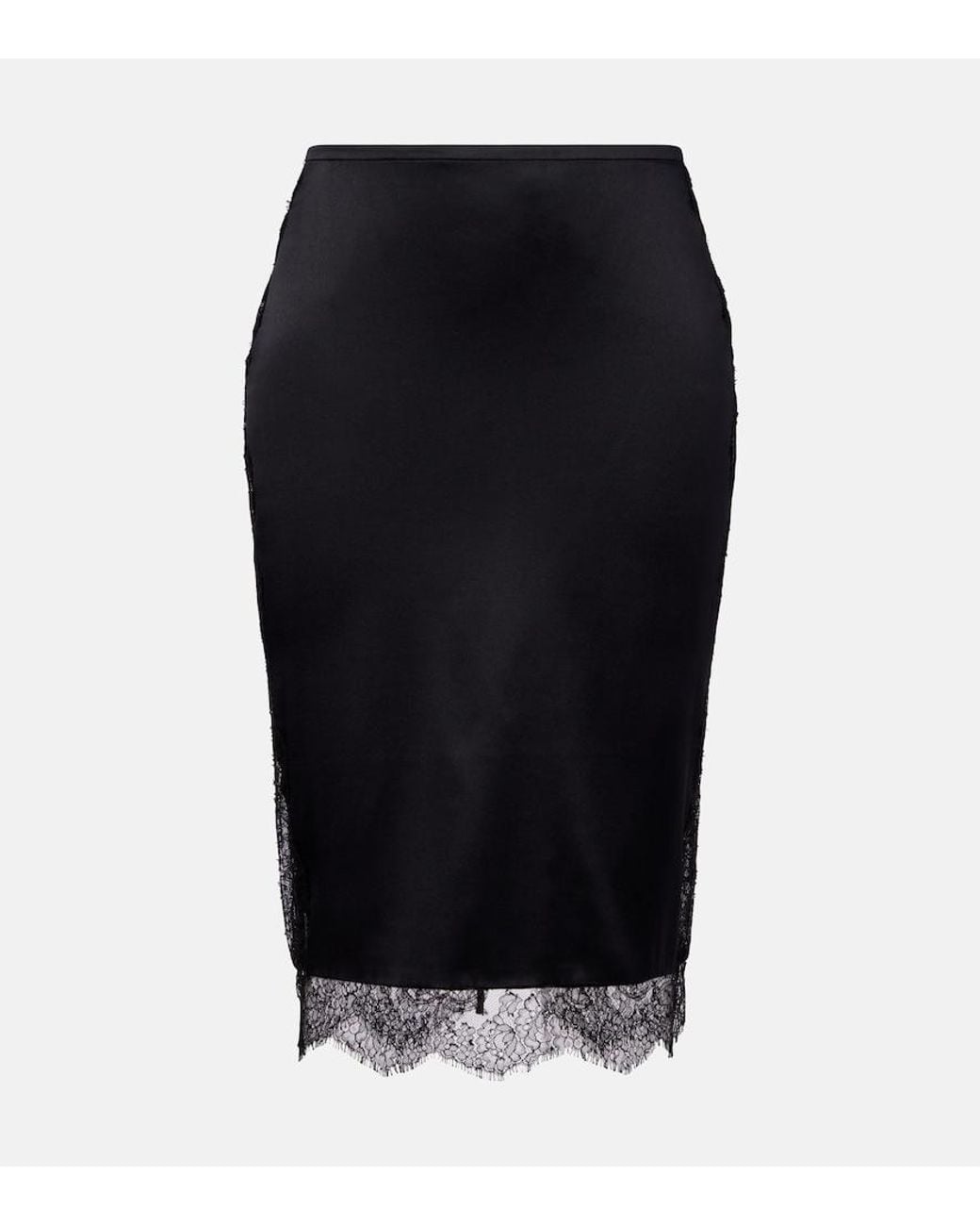 Tom Ford Black Silk-Blend Crepe Satin Pencil Skirt