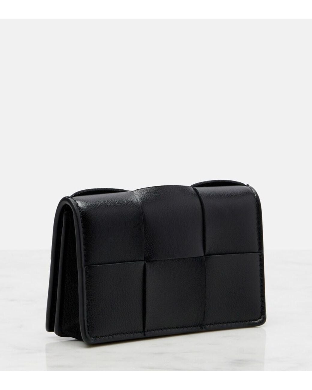 Bottega Veneta Black Cassette Intrecciato Leather Card Case