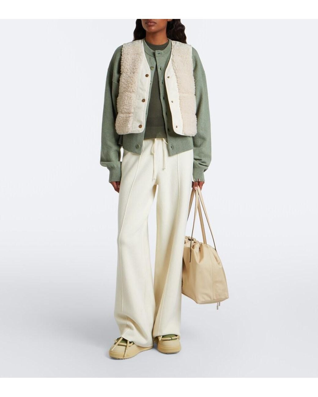 Moncler Natural Teddy-Trimmed Technical Vest