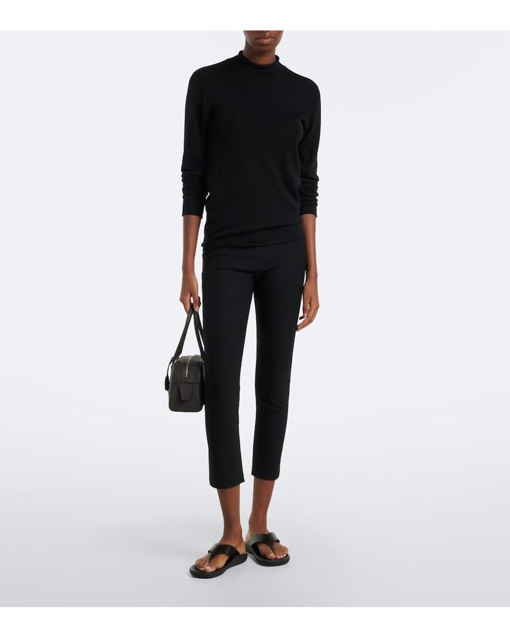The Row Black E/W India Small Leather Shoulder Bag