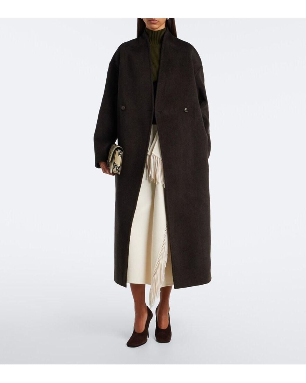 Loulou de Saison Black Aris Double-Breasted Wool And Cashmere Coat