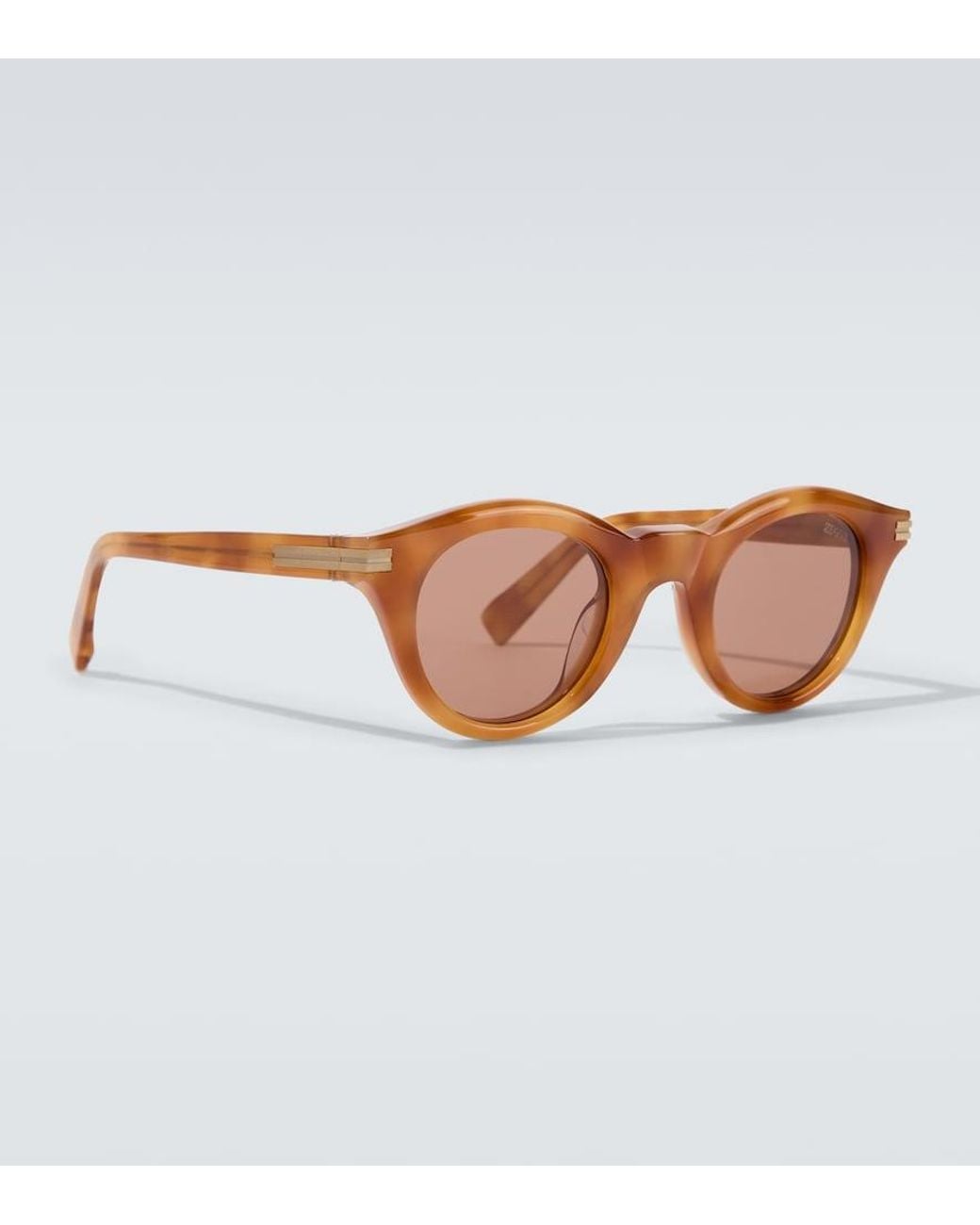 Zegna Brown Round Sunglasses for men
