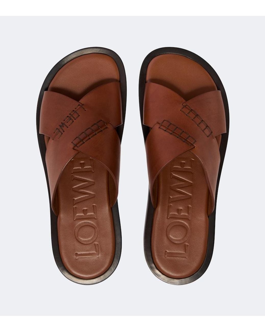 Loewe Brown Paula's Ibiza Flex Leather Sandals for men