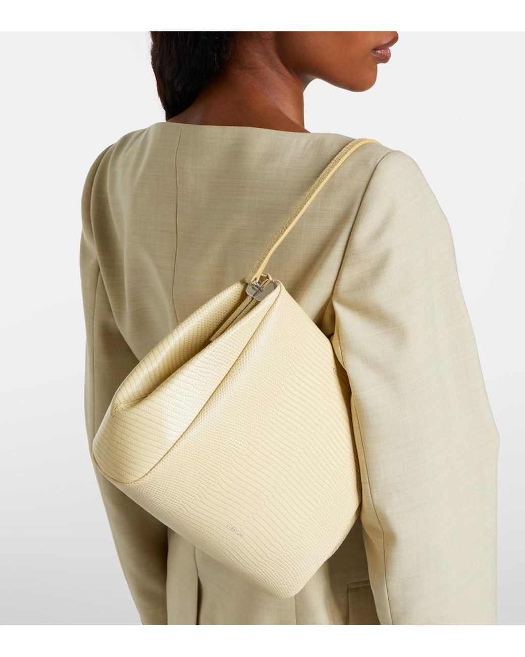 Calvin Klein Natural Tina Small Snake-Effect Leather Shoulder Bag