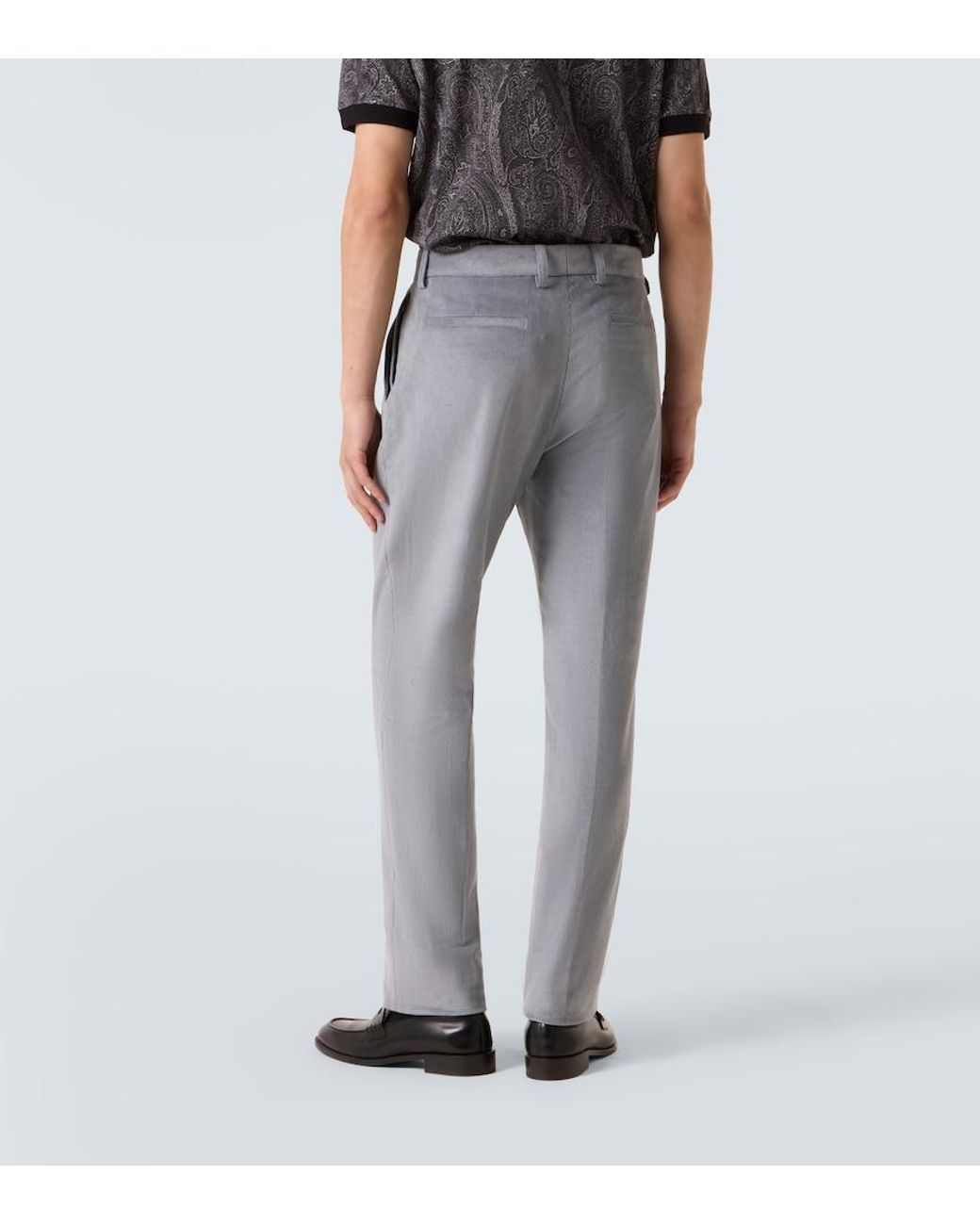 Etro Gray Cotton Straight Pants for men