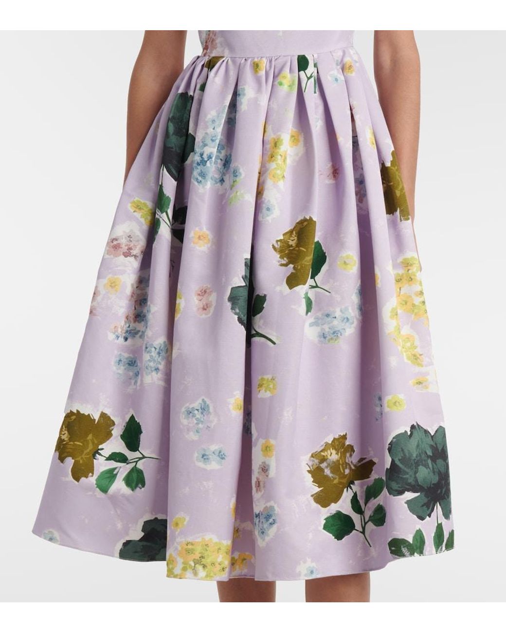 Erdem White Floral Cotton-Blend Faille Midi Dress