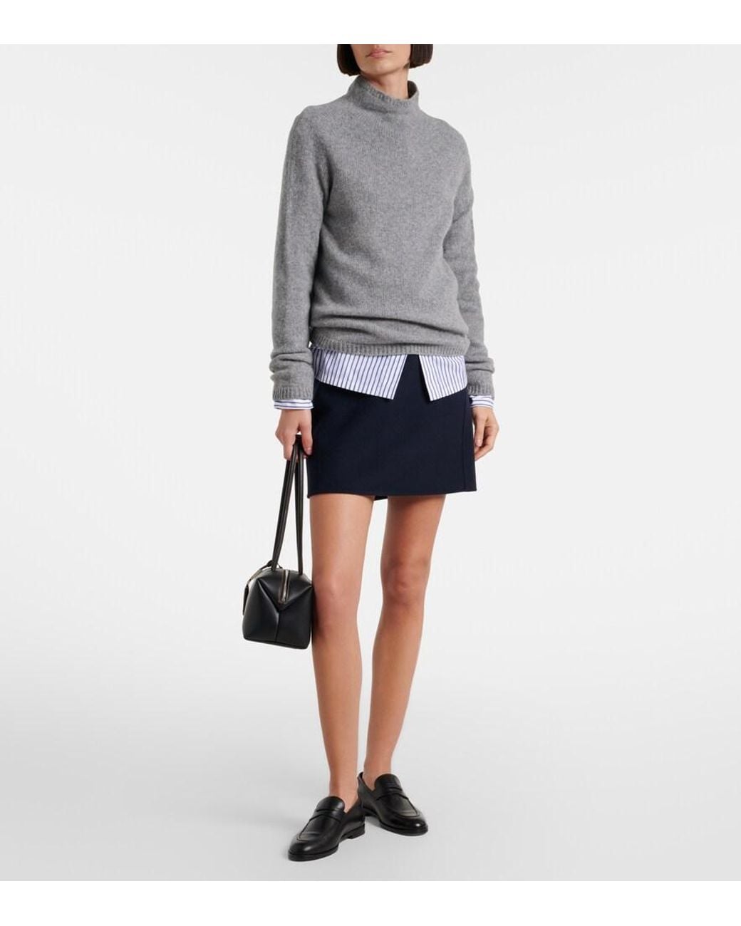 Max Mara Gray Wool And Cashmere-Blend Sweater