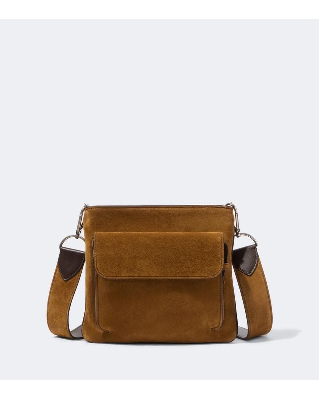 Metier Brown Slide Suede Messenger Bag for men