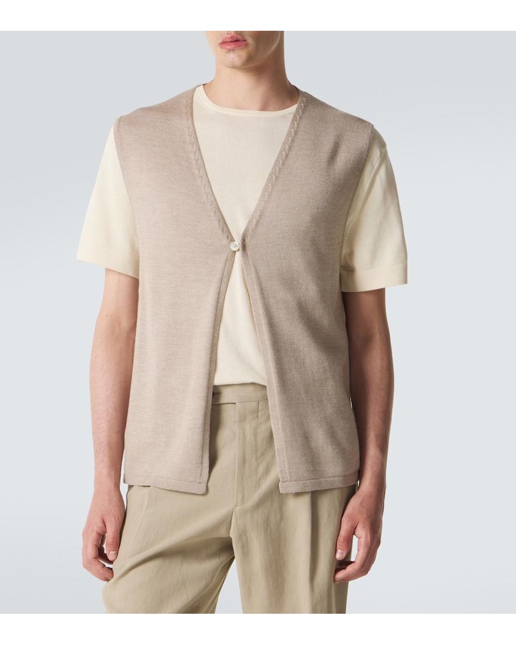 STÒFFA Natural Knitted Wool And Silk Vest for men