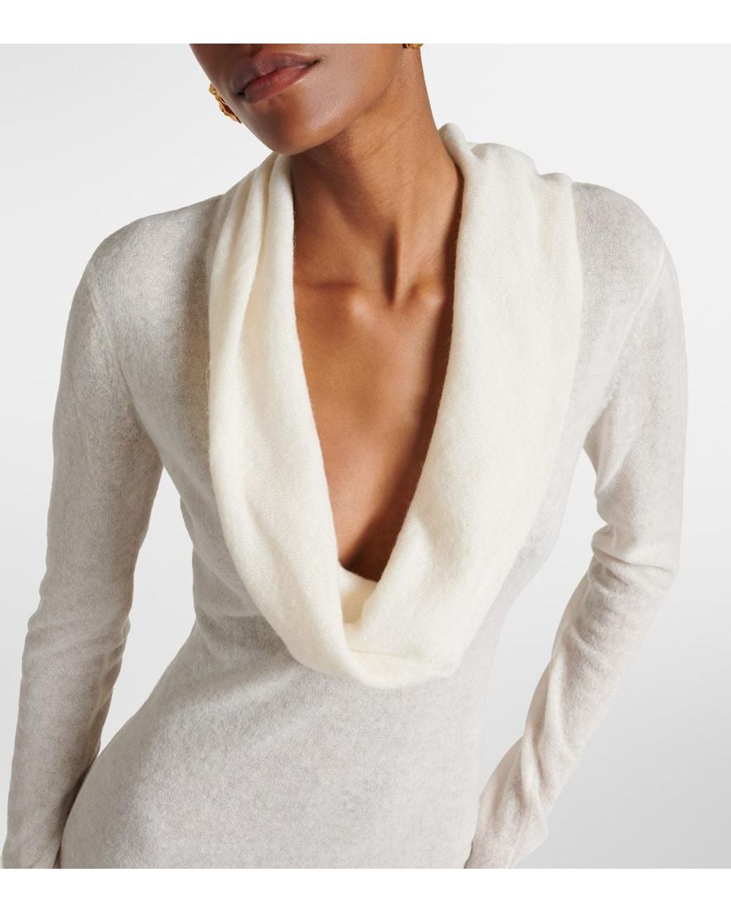 Magda Butrym White Alpaca-Blend Knitted Maxi Dress