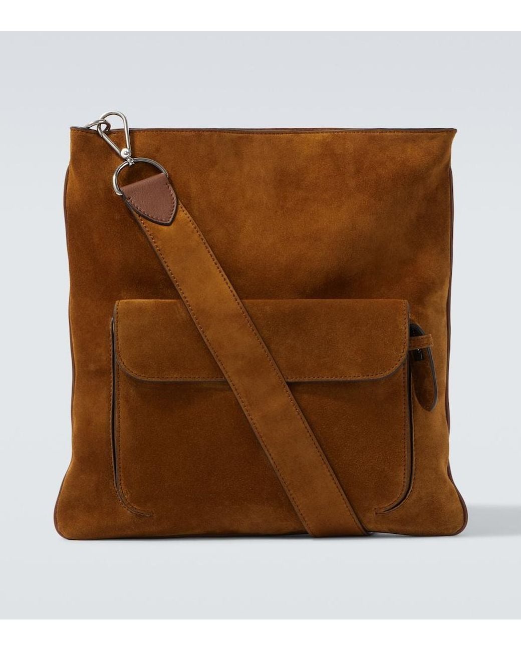 Metier Brown Slide Suede Messenger Bag for men