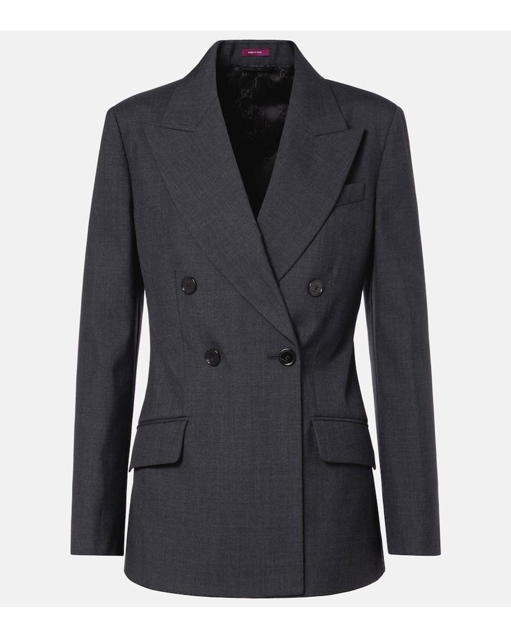 Gucci Blue Double-Breasted Wool Blazer