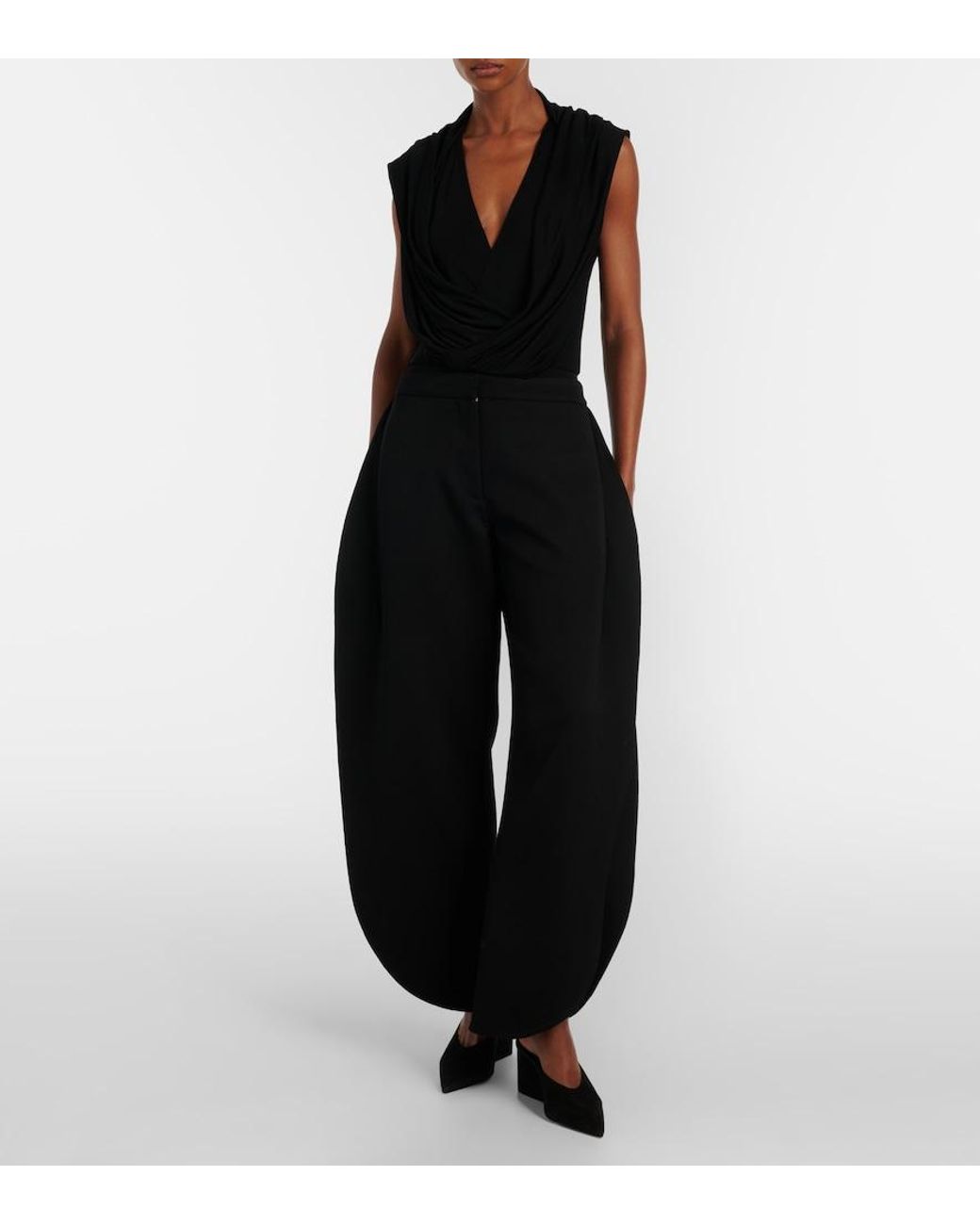 Alaïa Black Draped Jersey Bodysuit