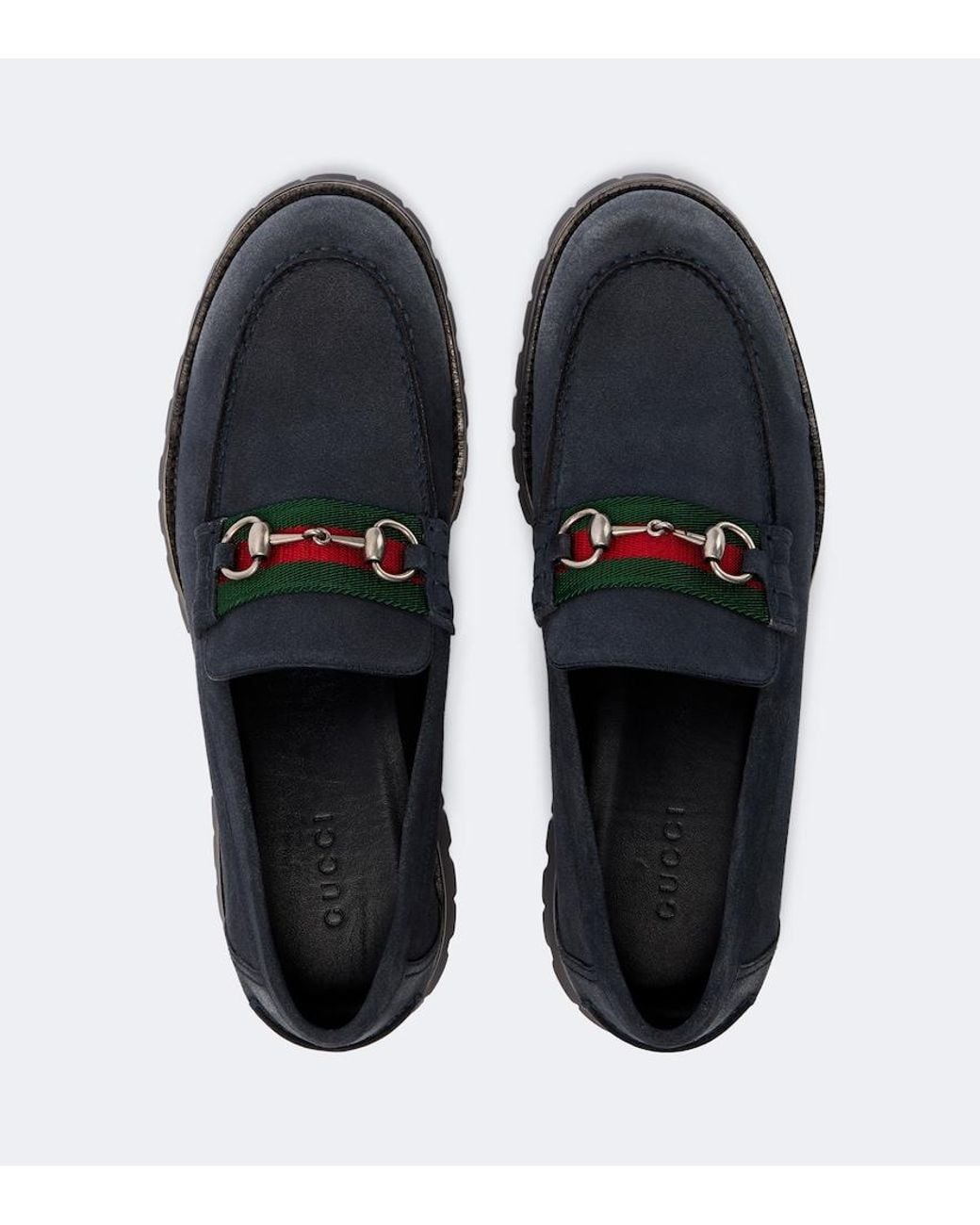 Gucci Blue Horsebit Suede Loafers for men
