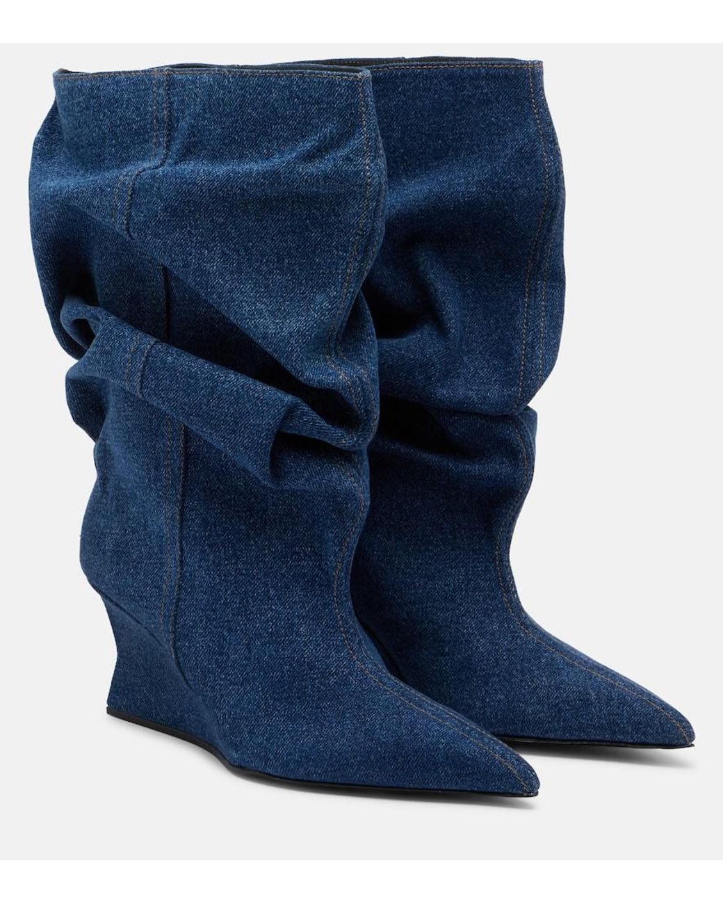 Balmain Blue Denim Ankle Boots