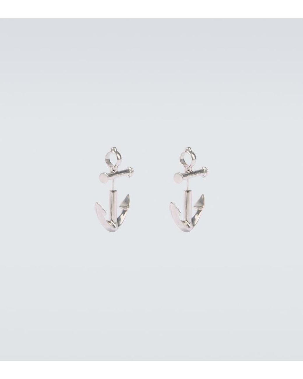 Balenciaga White Anchor Earrings for men