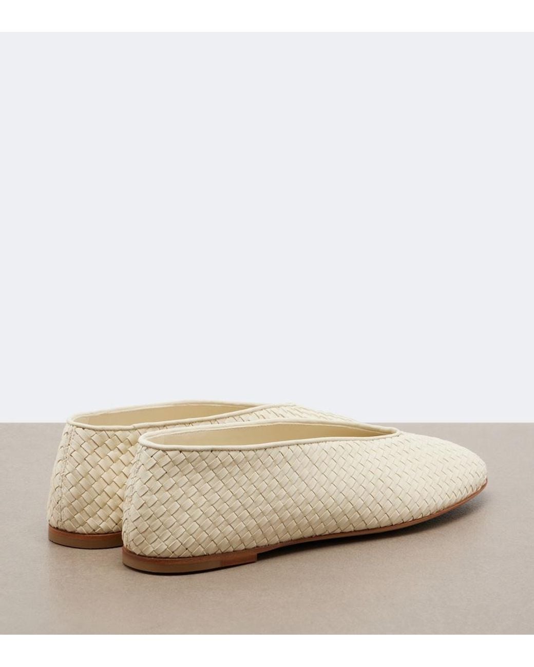 Bottega Veneta Natural Rosa Intrecciato Leather Ballet Flats