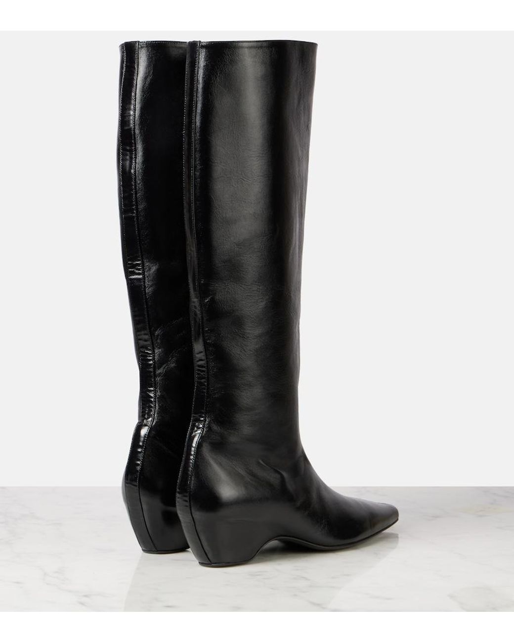 Khaite Black Sybil 40 Leather Knee-High Boots