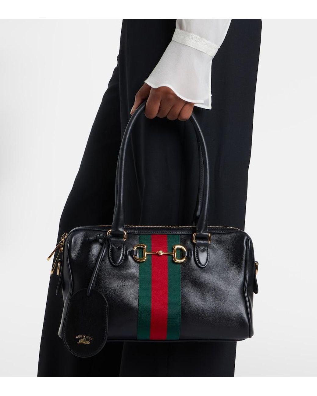 Gucci Black Borsetto Medium Leather Shoulder Bag