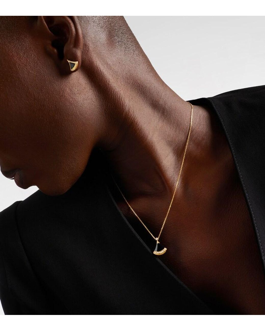 BVLGARI Metallic Divas' Dream 18Kt Pendant Necklace With Onyx And Diamonds