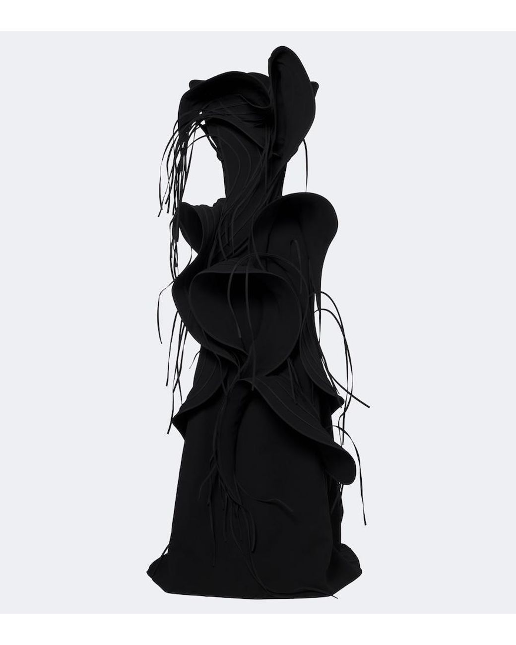 Maticevski Black Furiosa Fringed Applique Gown