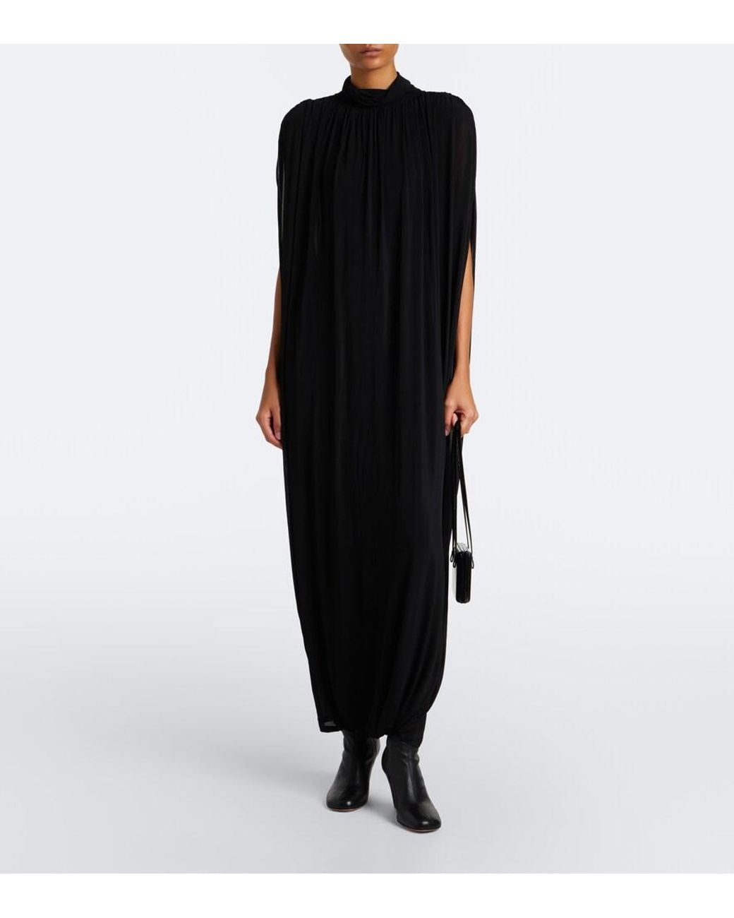 TOVE Black Eila Draped Jersey Maxi Dress