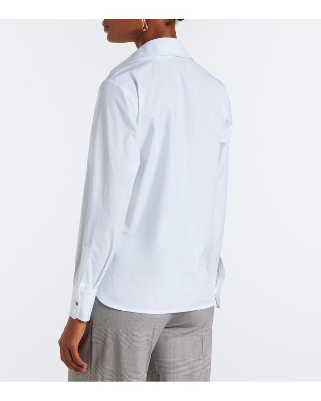 Max Mara White Cotton-Blend Poplin Shirt