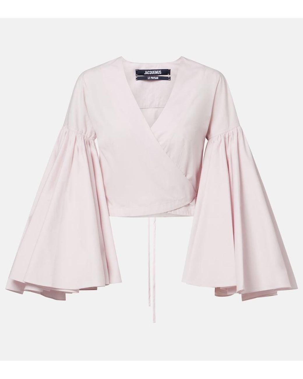 Jacquemus Pink Paysan Cotton Poplin Wrap Top
