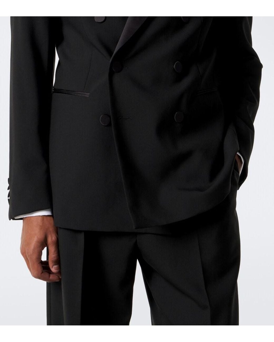 Dries Van Noten Black Double-Breasted Wool And Silk-Blend Blazer for men
