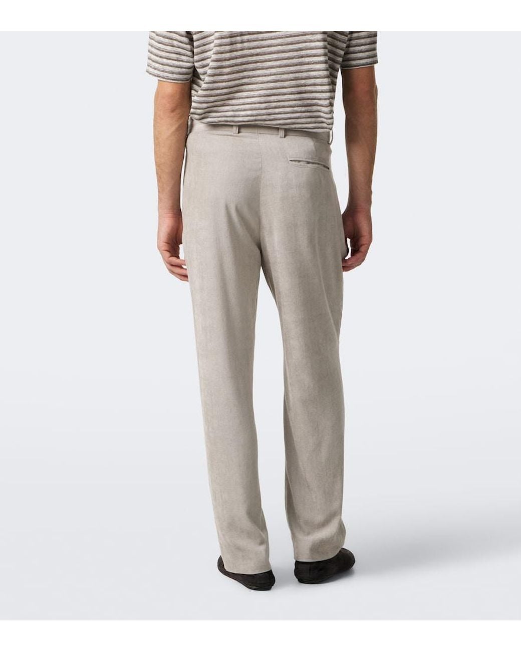 Giorgio Armani Gray Pleated Straight Pants for men