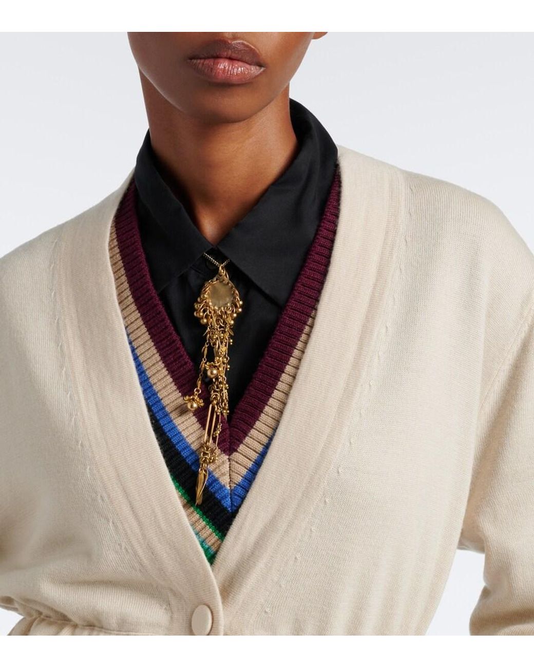 Dries Van Noten White Wool Cardigan