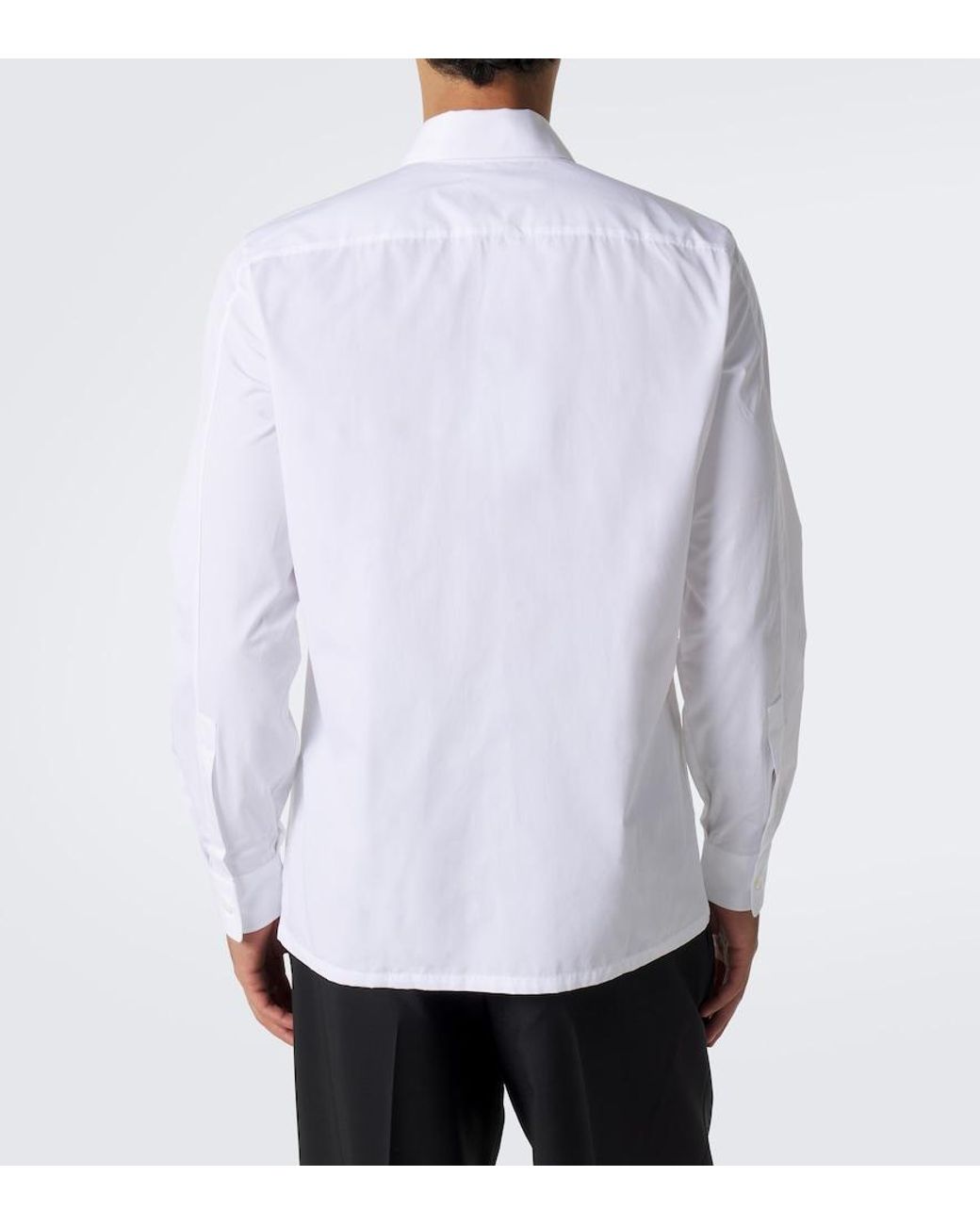 Givenchy White Logo Embroidered Cotton Poplin Shirt for men