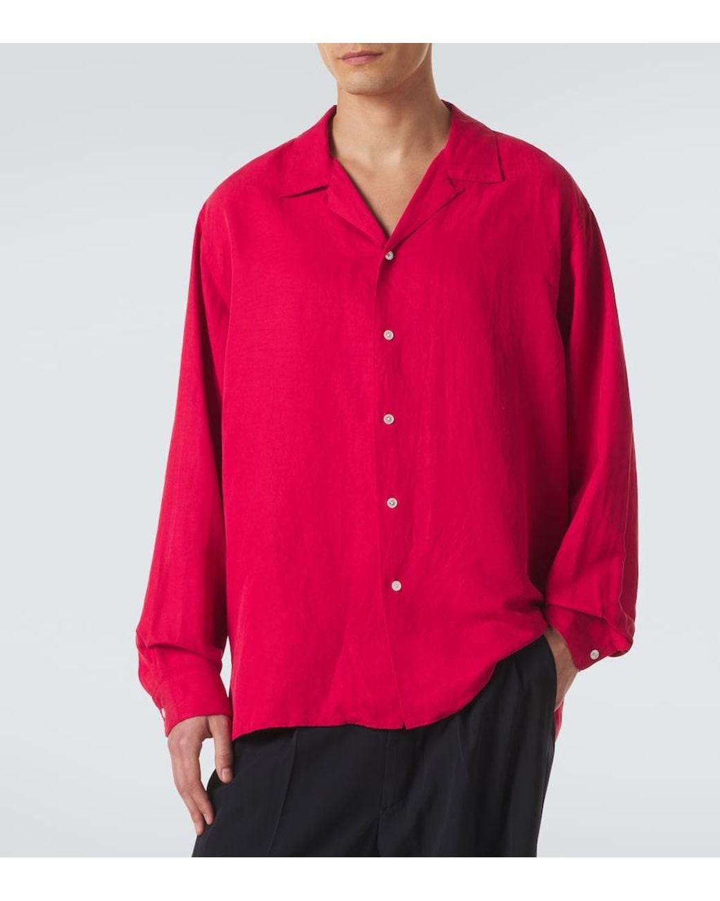 A.PRESSE Pink Vintage Silk And Linen Shirt for men