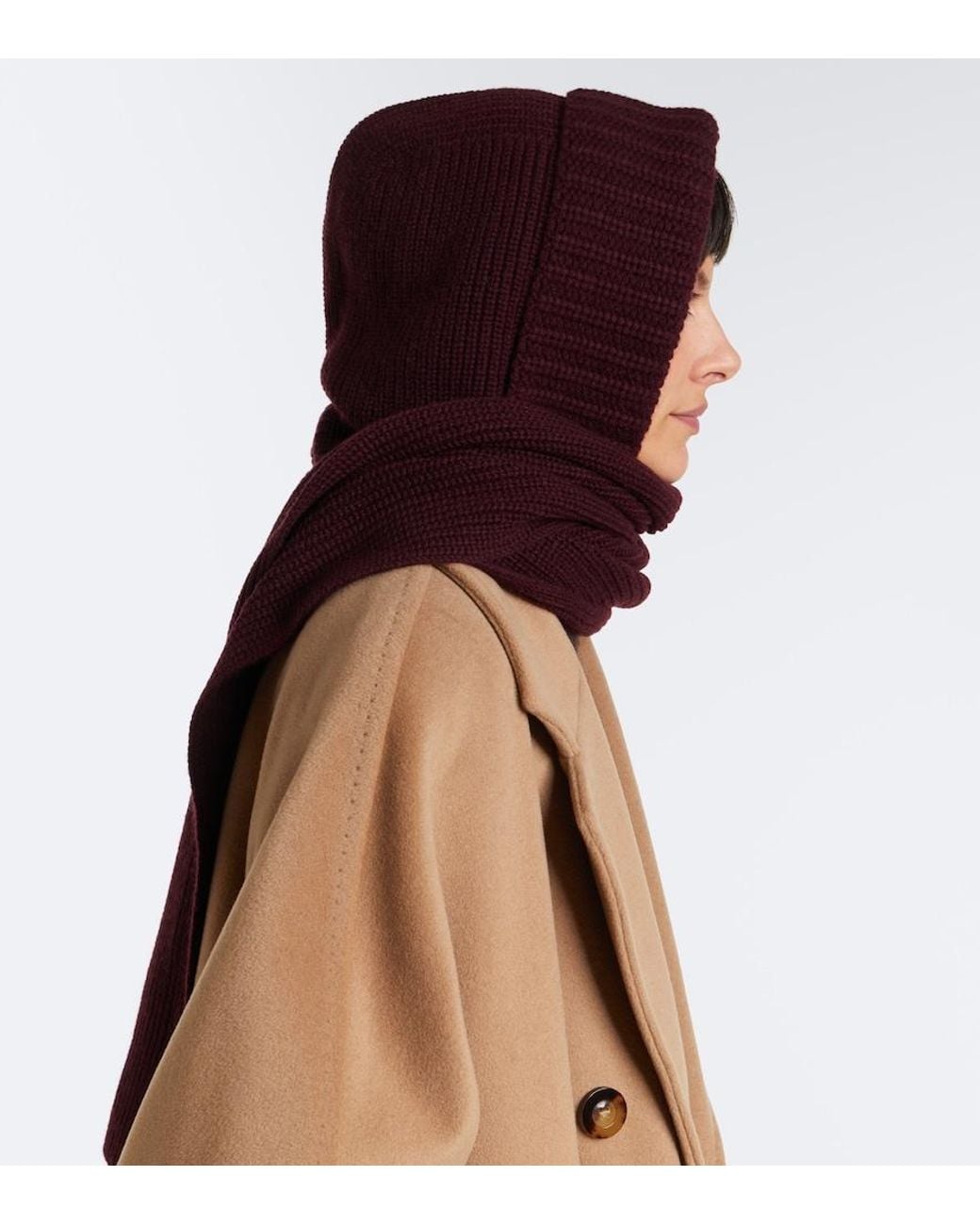 Yves Salomon Purple Ribbed-Knit Wool And Cashmere Hood