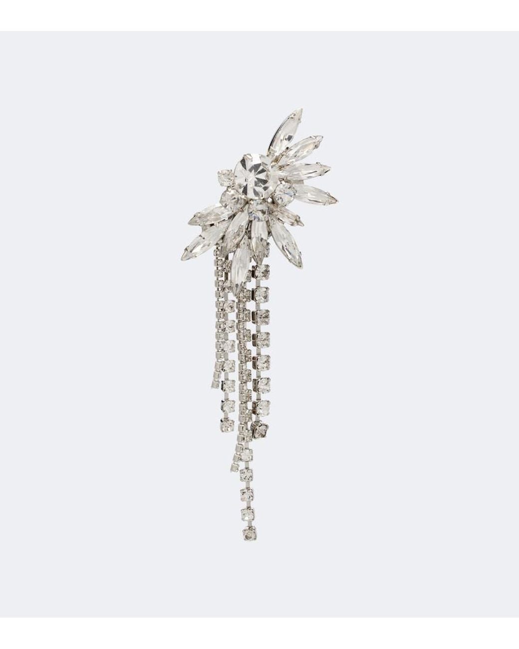Jennifer Behr White Shantalle Crystal-Embellished Drop Earrings