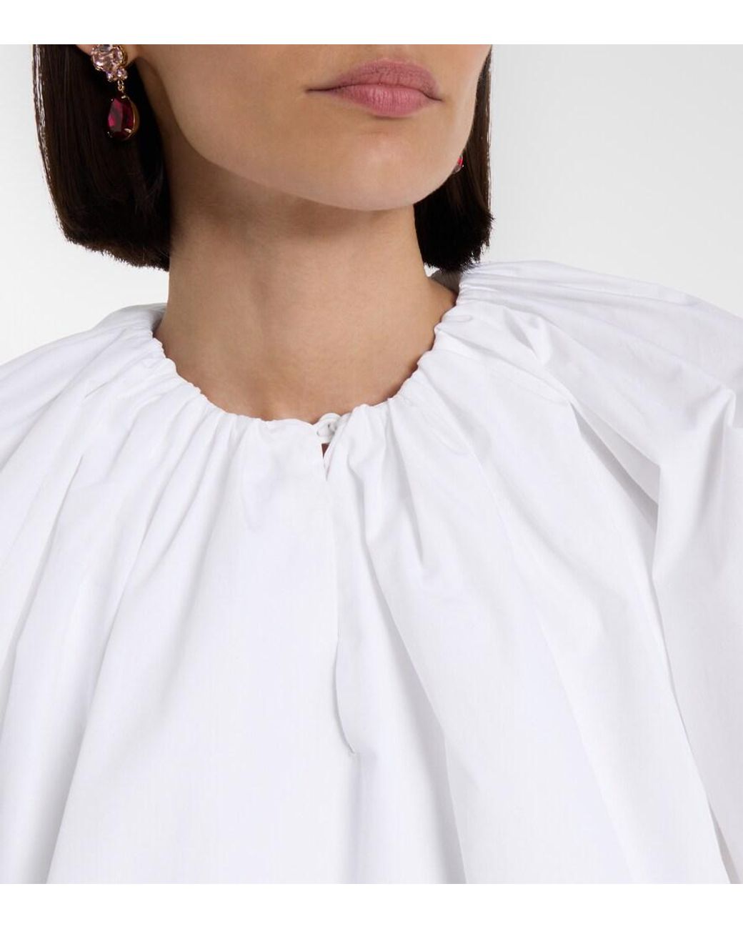Patou White Gathered Cotton Top