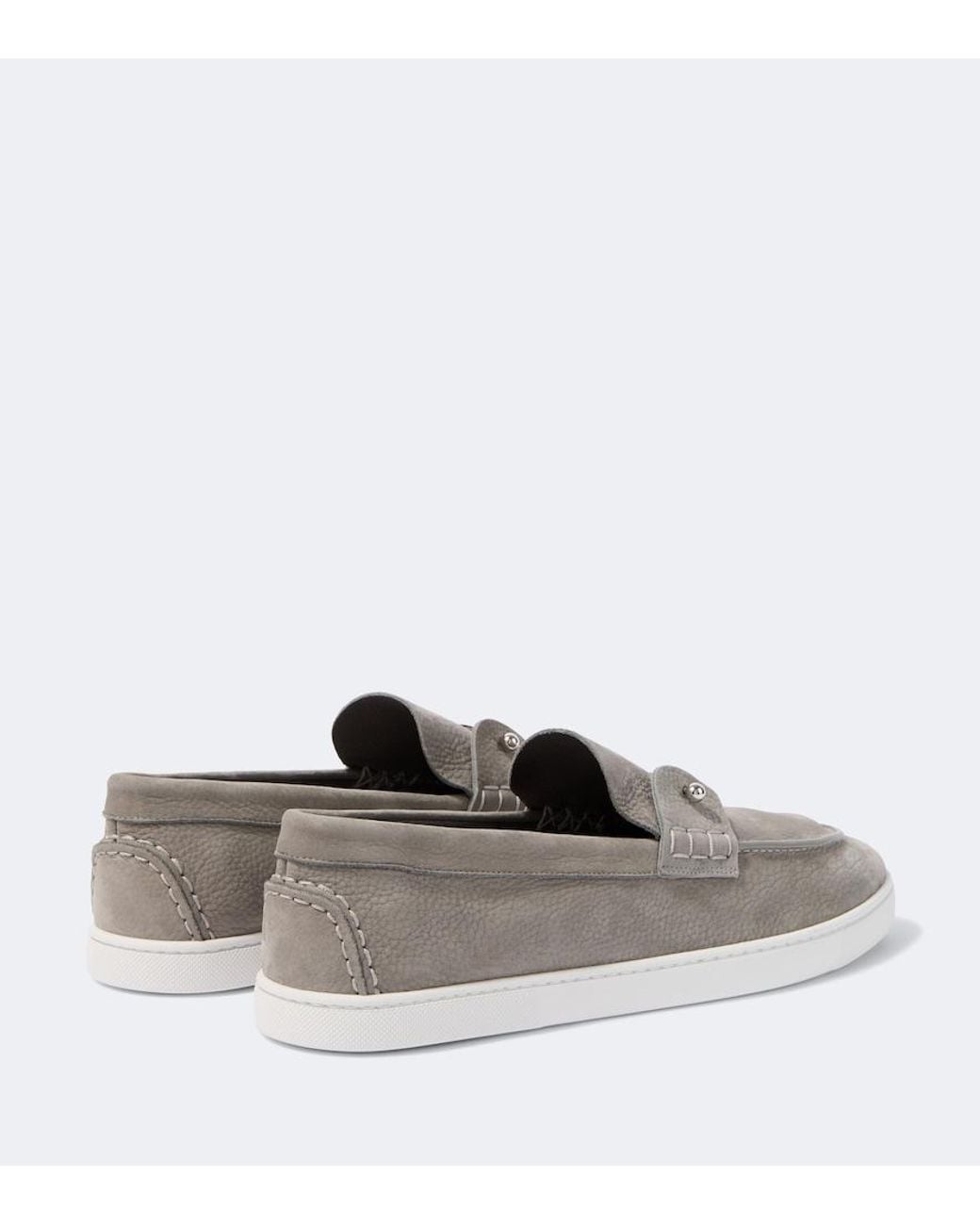 Christian Louboutin White Chambeliboat Leather Slip-On Shoes for men