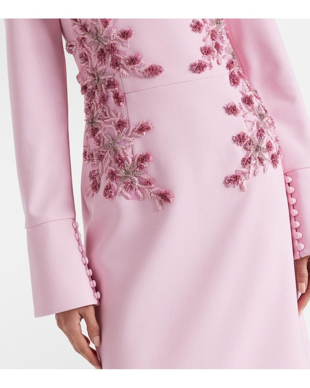 Rebecca Vallance Pink Lulee Embellished Floral Gown