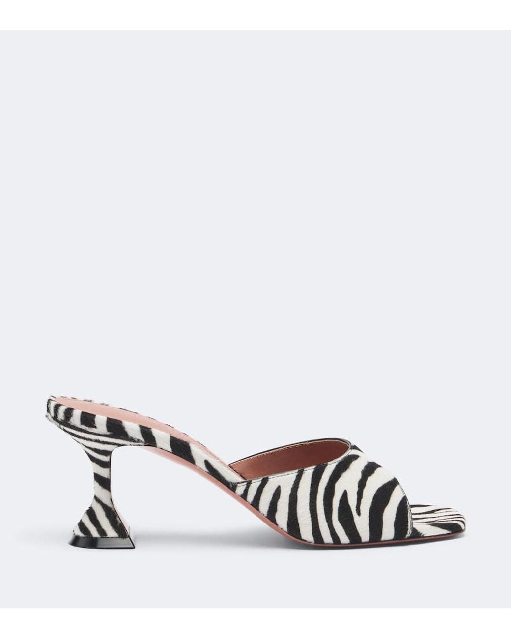 AMINA MUADDI Black Lupita Zebra-Print Calf Hair Mules