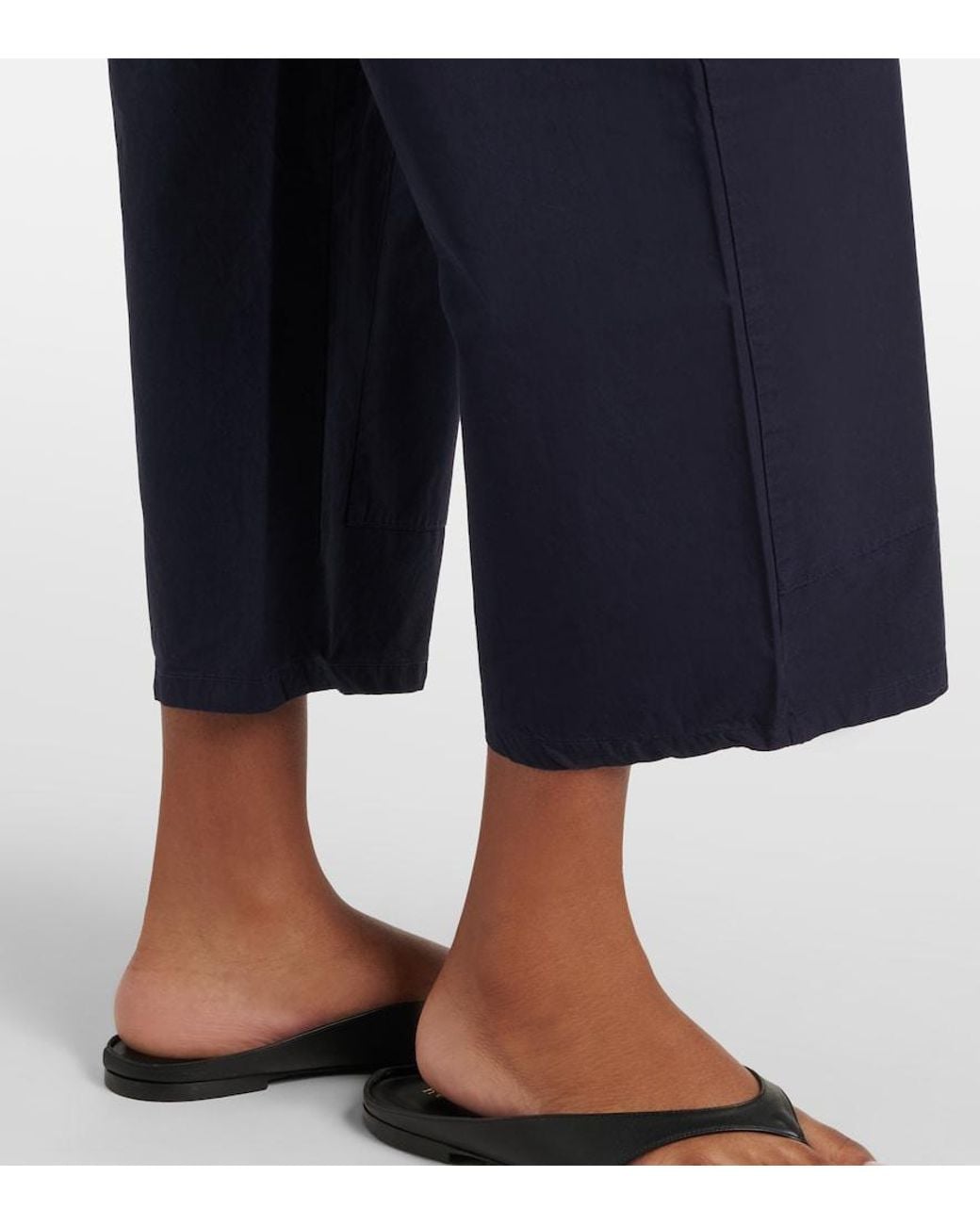 Leset Blue Kyoto Cotton Wide-Leg Pants