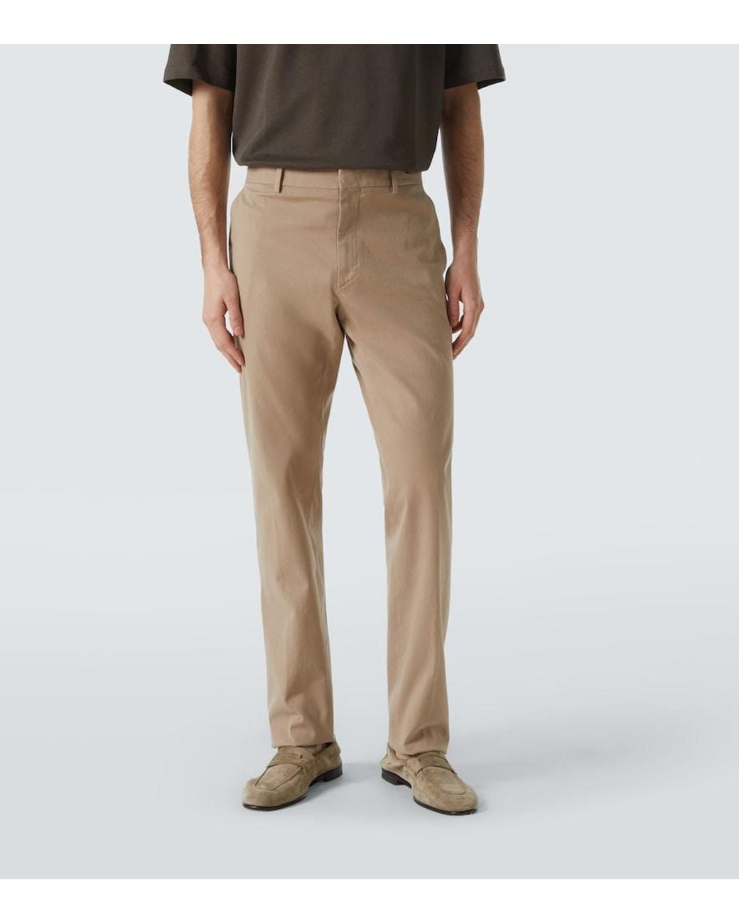 Zegna Natural Cotton-Blend Slim Pants for men