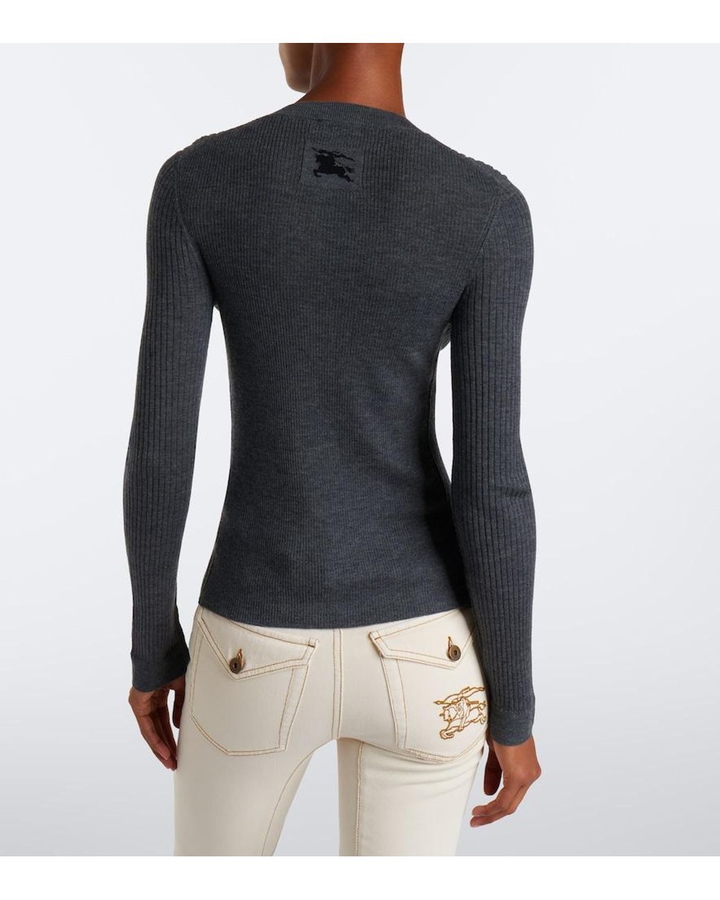 Burberry Blue Ekd Ribbed-Knit Cashmere Cardigan