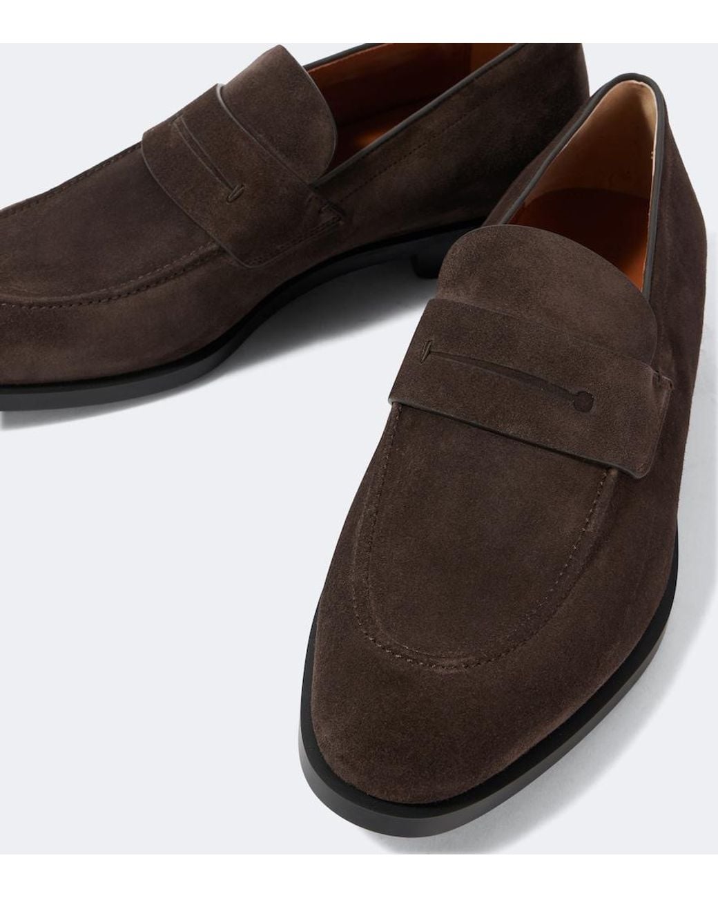 Zegna Brown Suede Penny Loafers for men
